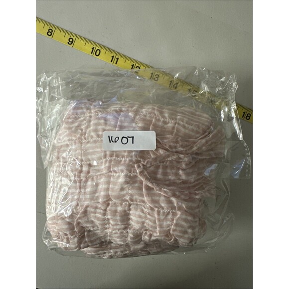 Anthropologie Cloth & Stone Mini Skirt Pink White Striped Sz Medium Crinkle Wrap - Picture 11 of 11